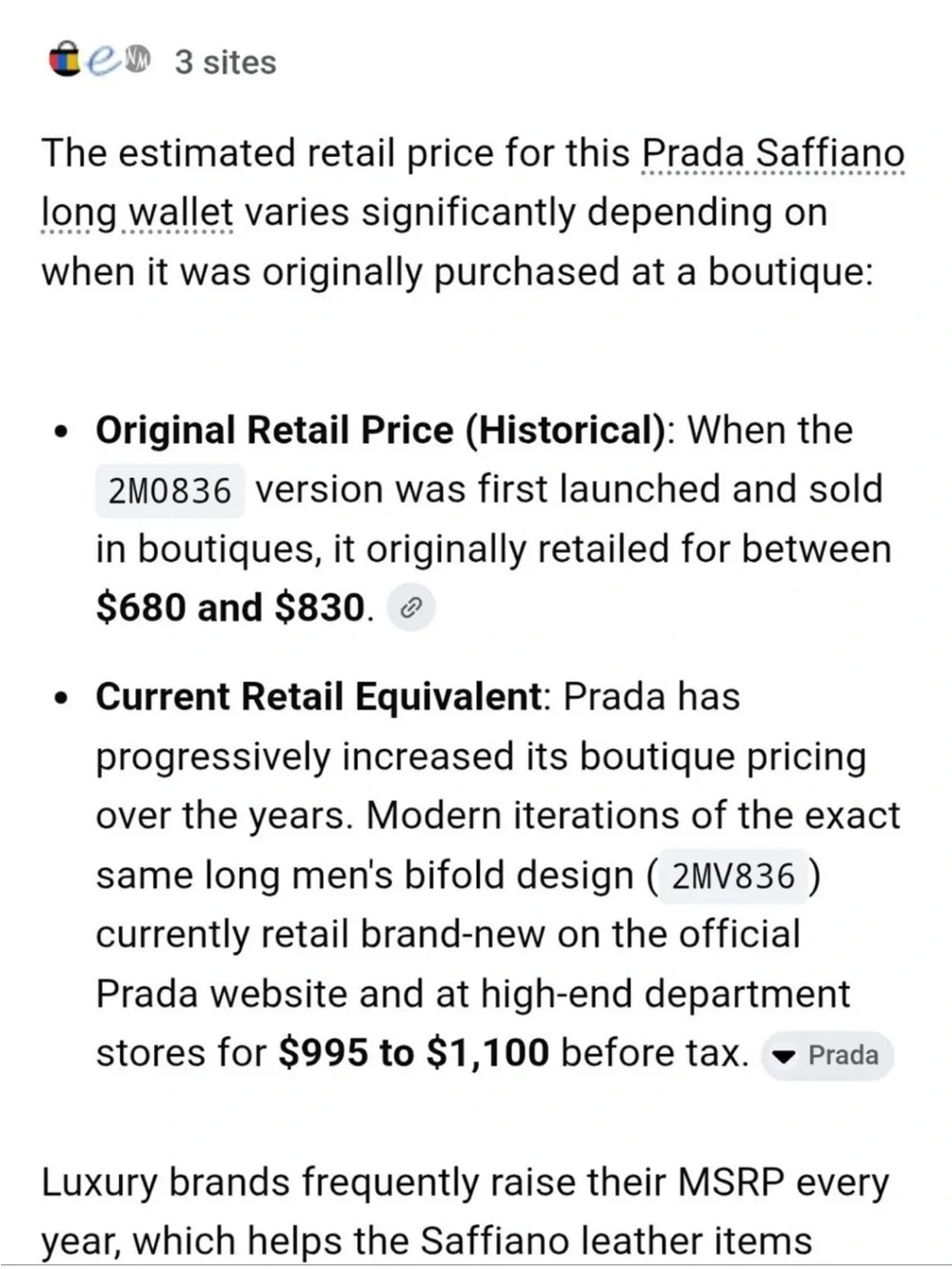 Prada Saffiano Leather Long Wallet - AUTHENTICITY CARD INCLUDED - MSRP $830